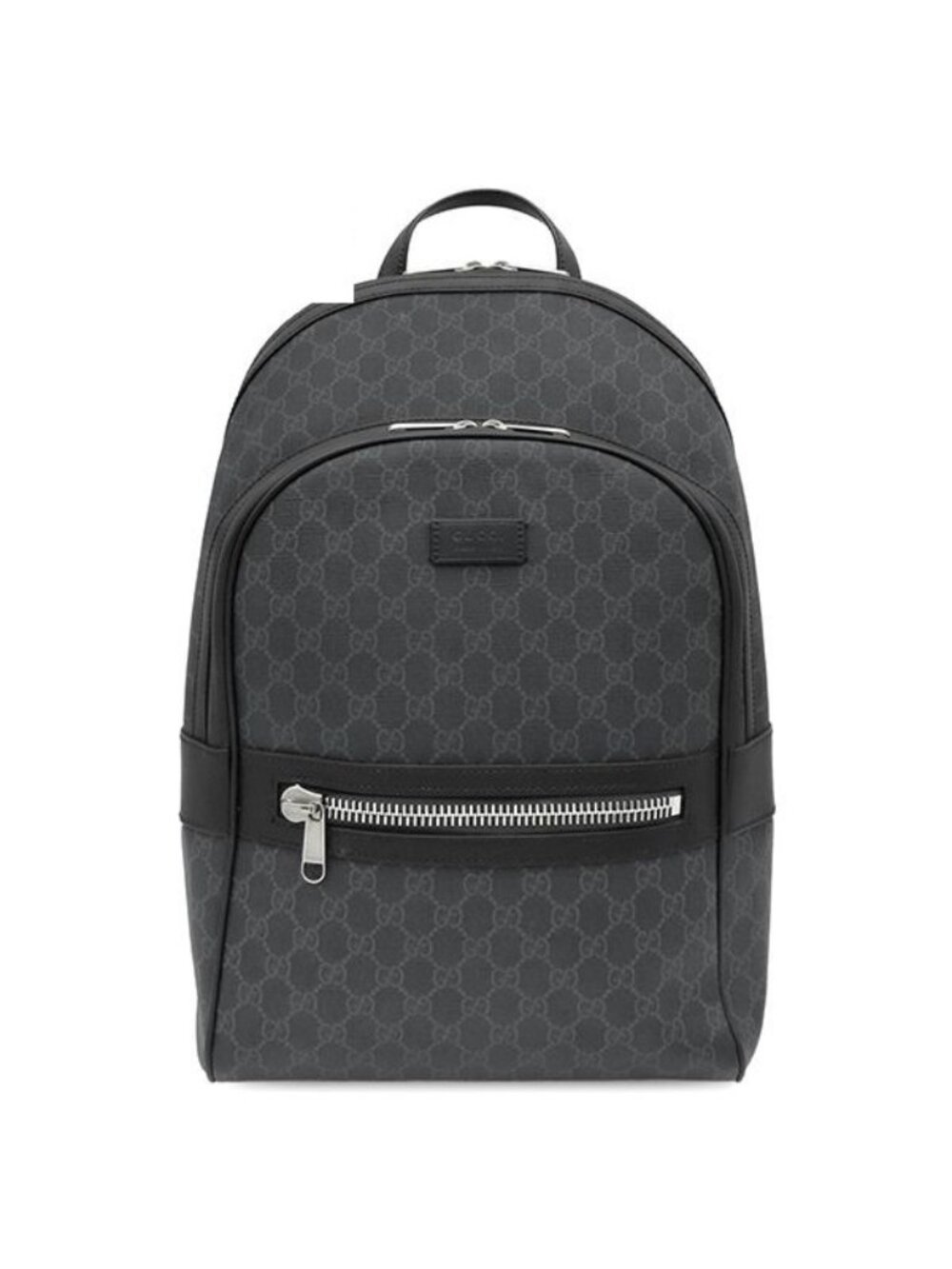 Gucci Backpack GG Supreme Canvas Leather Black Silver